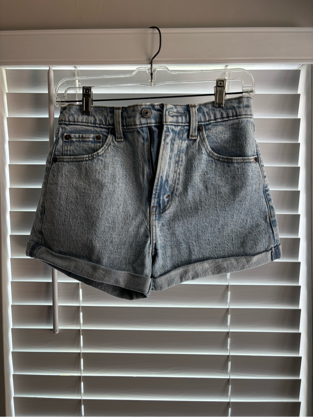 Abercrombie & Fitch Light Blue Rolled Hem Denim Shorts